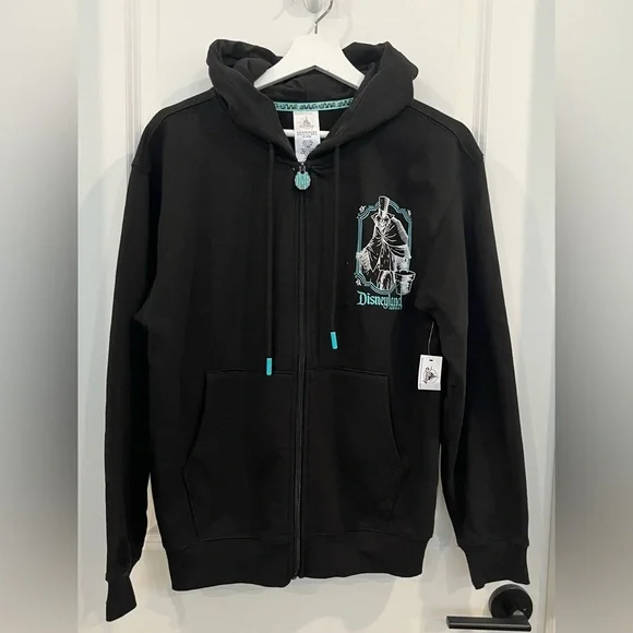 Disney Parks Haunted Mansion Disneyland Glow In The Dark Full Zip Hoodie XS NWT - Picture 1 of 10